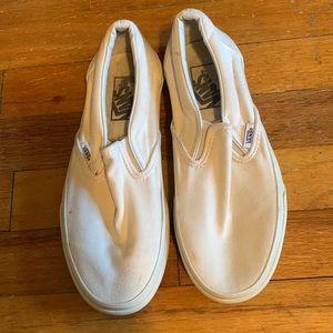 All white canvas slip ons